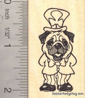 St. Patricks Day Pug Dog Rubber Stamp G16602 Wood Mounted