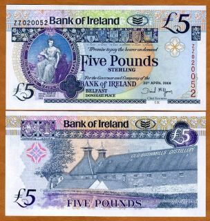 Bank of Ireland, Northern 5 pounds 2008, P 83, ZZ Replacement UNC