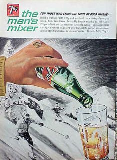 1963 7 Up Snow Ski Skiing Soda Pop ORIGINAL OLD AD 5+ FREE SHIP CMY