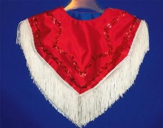 Reversible Red White Blue Fringe Collar for Majorette Costume S M