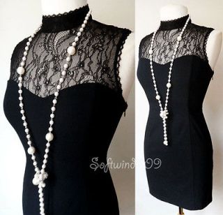 21 Black Victorian Sheer Floral Lace Yoke Club SEXY Bodycon Dress