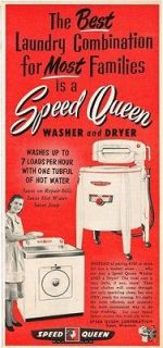 1952 Speed Queen Wringer Washer Dryer Vintage Print Ad