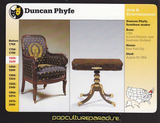 DUNCAN PHYFE American Furniture Maker 1997 GROLIER CARD