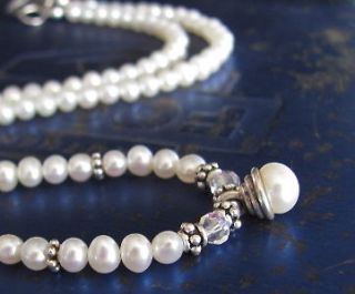 Pearl Necklace White Pearl Sterling Silver Pendant Drop June