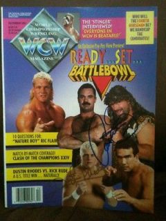 WCW MAGAZINE DECEMBER 1993   DUSTIN RHODES, CACTUS JACK SIGNED