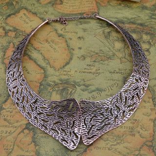 Fashion Jewelry Vintage Look Bronze Silver Ptd Classic Leaf Collar