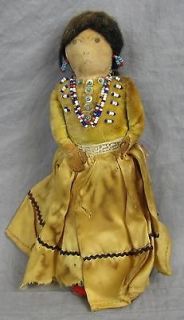 Antique NATIVE AMERICAN HOMEMADE DOLL With Bead Work and Leather Hands