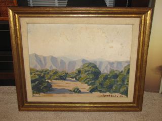 EYVIND EARLE 1934 Original Landscape Painting 11.5x15 Mountains Oil
