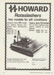 Vintage 1979 HOWARD ROTAVATOR Advertisement ROTASLASHER