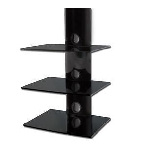Black 3 tier Glass Component DVD Cable Box Wall Mount
