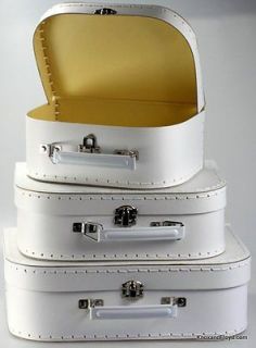 Childrens Mini Nesting Suitcase Set Kids Storage Cases White