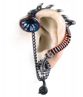 HIS MASTERS VOICE Steampunk Ear Trumpet Stud OFFICIAL ALCHEMY GOTHIC