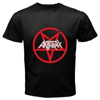 New *ANTHRAX Pentagram Logo Metal Rock Band Mens Black T Shirt Size S