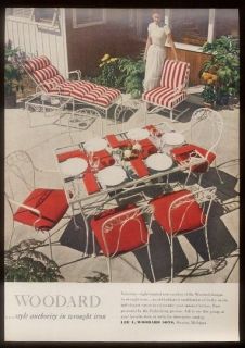 1949 Woodard wrought iron Valentine table chairs photo ad
