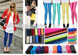 Celebrity Style Leggings Lycra Candy Fluorescent Electric Shiny