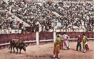 SPAIN   Corrida   El toro en agonia 1908