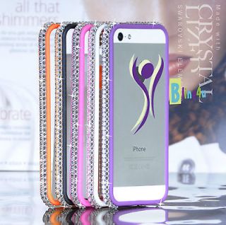 Bumper case 4 for iPhone 5 with Swarovski crystal elements white pink