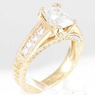 ESTATE Moissanite Ring with Diamond Accents 14K Yellow Gold 2 carat
