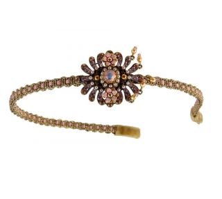 Seductive Tiara Decorated w Flowers and Beige, Pink, Gold Crystals