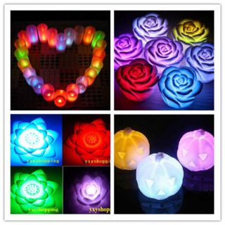 LED electric Colorful Change flmeless night light lamp flower Candle