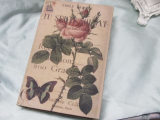 SMALL CANVAS COVERED BOOK BOX~ROSES~Shab by~Cottage~Chi c~French~Count
