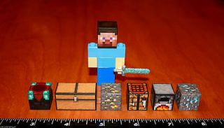 Minecraft Lego Steve Figurine~Diamond Sword~plus 6 blocks~super cool