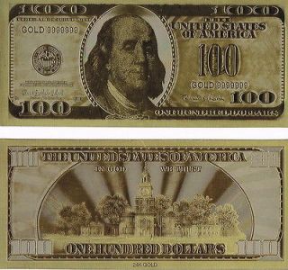 100 Dollar USA 24Kt Gold layered & Hot Pressed Bank Note Bill x2