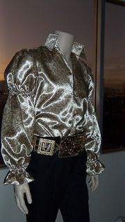 NEW Elvis Gold Satin PAISLEY Puffy Shirt (Tribute Artist Costume