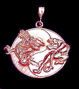 YIN YANG CHINESE DRAGON TIGER ROSE GOLD PLATED PENDANT CHARM Jewelry