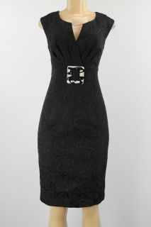 Eliza J women dress sleeveless textured black with fixed belt