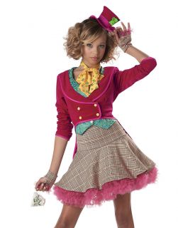 The Mad Hatter Girls Teen Tailcoat Jacket and Skirt Outfit Costume