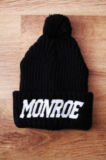 Monroe Black Apparel Beanie Bobble Hat