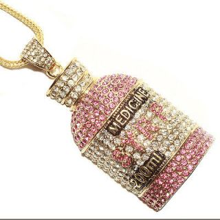 ICED OUT LIL WAYNE SYRP BOTTLE PENDANT 30 & 36 FRANCO CHAIN NECKLACE