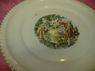 1950#1 COLONIAL COURTING COUPLE DANCING 10 DINNER PLATE Harker