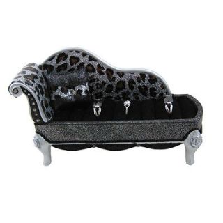Glittering Leopard Print Lounge Chair Ring Holder Silver
