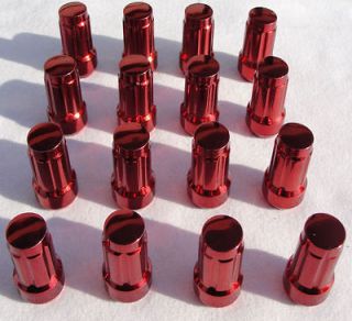 16 Lugs   12x1.5 Red Chrome Spline Drive Lug Nuts Tuner Style 6 Spline