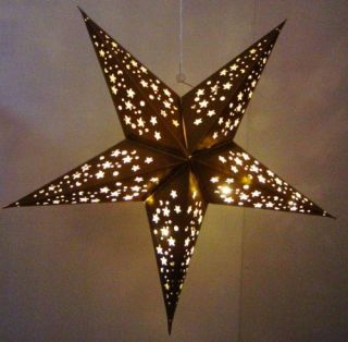 Gold Star Hanging Party Lantern Warm LED Lights LARGE
