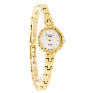 Quartz Ladies Elegant Diamond Mop Gold Bracelet Dress Watch Nib