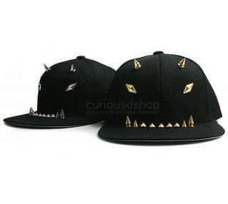 New Angry Face Spike Studded Snapback Hat Adjustable Ball Cap Black