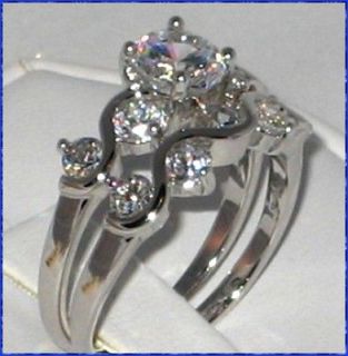 Elegant and Dainty Cubic Zirconia Bridal Engagement Wedding 2 Ring Set