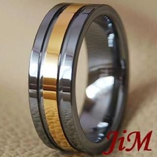 Tungsten Mens Wedding Bands Rings 14K Gold Bridal Jewelry Size 6 15