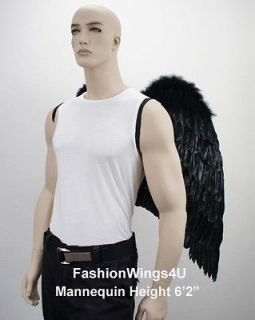 BLACK Broad wingspan Costume Feather Angel Wings Archangel Goth Demon
