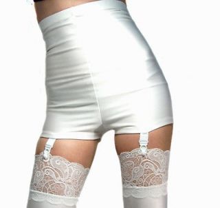 HIGH WAISTED WHITE SPANDEX SHORTS HOT PANTS SUSPENDERS XS S M L XL XXL