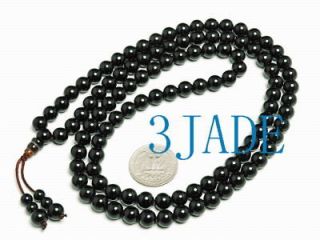 33 Tibetan Natural Black Onyx Prayer Beads Mala