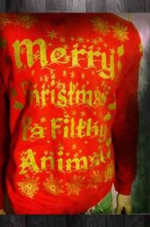 Christmas Sweater Funny Merry Christmas filthy animal Gold home alone