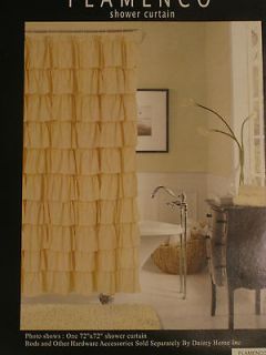 Flamenco tiered ruffle shower curtain bath color ivory