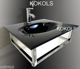 vanity furniture black tempered glass bowl vessel sink faucet 31