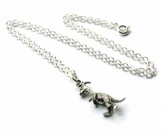 Mini Silver plated Cool 3d Dinosaur Charm Necklace, Quirky/Kitsch/Cute
