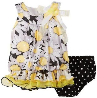 NWT Bonnie Jean Black/White/Ye llow Sunflower Bubble Dress/cover size