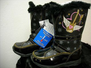 Hannah Montana Black & Gold Star Winter Boots inside zipper Lined size
